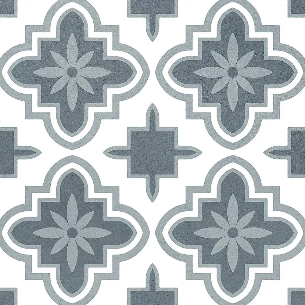 Carrelage sol et mur intérieur effet carreaux de ciment tons bleus L.20 x l.20 cm x ép.7,4 mm, Glamour Océan Mix- Carrelage Mural Effet Carreaux De Ciment|Carrelage Mural Pour Cuisine