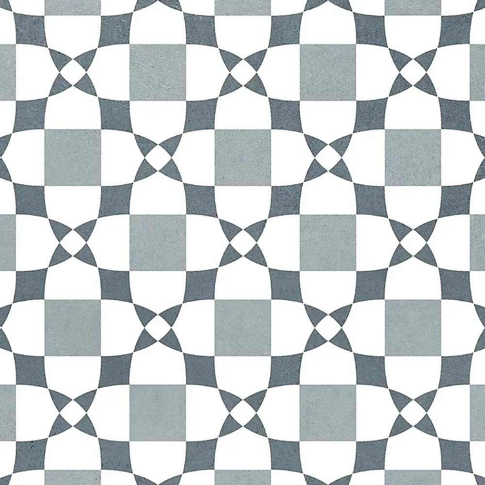 Carrelage sol et mur intérieur effet carreaux de ciment tons bleus L.20 x l.20 cm x ép.7,4 mm, Glamour Océan Mix- Carrelage Mural Effet Carreaux De Ciment|Carrelage Mural Pour Cuisine