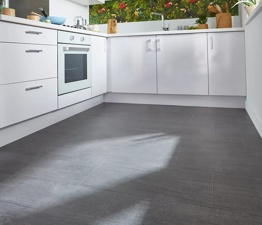 GoodHome Carrelage Mural Pour Wc|Carrelage Mural Pour Salle De Bains<Carrelage sol et mur intérieur anthracite effet pierre L.60 x l.30 cm x ép.9,5 mm, Oikos