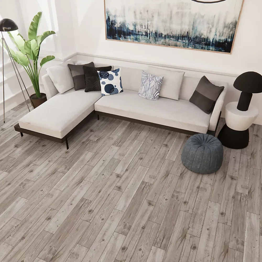 GoodHome Carrelage Mural Pour Pièce À Vivre|Carrelage Mural Effet Bois<Carrelage sol et mur intérieur effet chêne gris L.90 x l.15 cm x ép.10 mm, Vintage Oak