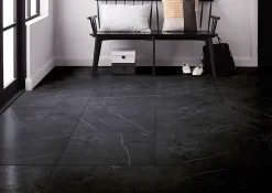 GoodHome Carrelage sol et mur intérieur effet marbre noir mat L.60 x l.60 cm x ép.9 mm, Ultimate Marble- Carrelage Mural Pour Wc|Carrelage Mural Effet Marbre