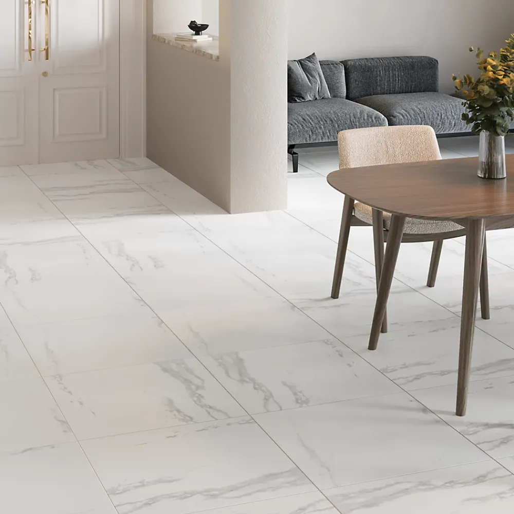 GoodHome Carrelage sol et mur intérieur en grés cérame émaillé effet marbre blanc poli L.60 x l.60 cm x ép.9 mm, Ultimate Marble- Carrelage Mural Effet Marbre|Carrelage Sol Effet Marbre