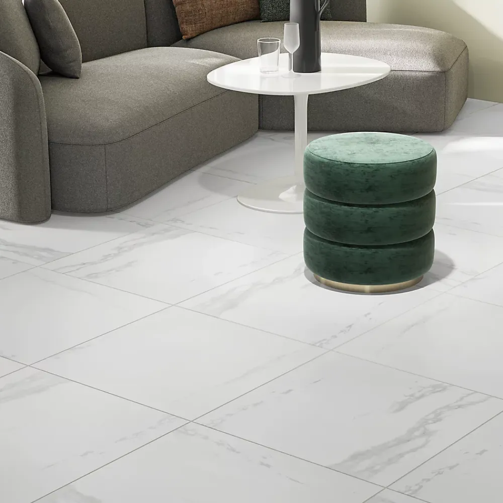 GoodHome Carrelage sol et mur intérieur en grés cérame émaillé effet marbre blanc poli L.60 x l.60 cm x ép.9 mm, Ultimate Marble- Carrelage Mural Effet Marbre|Carrelage Sol Effet Marbre