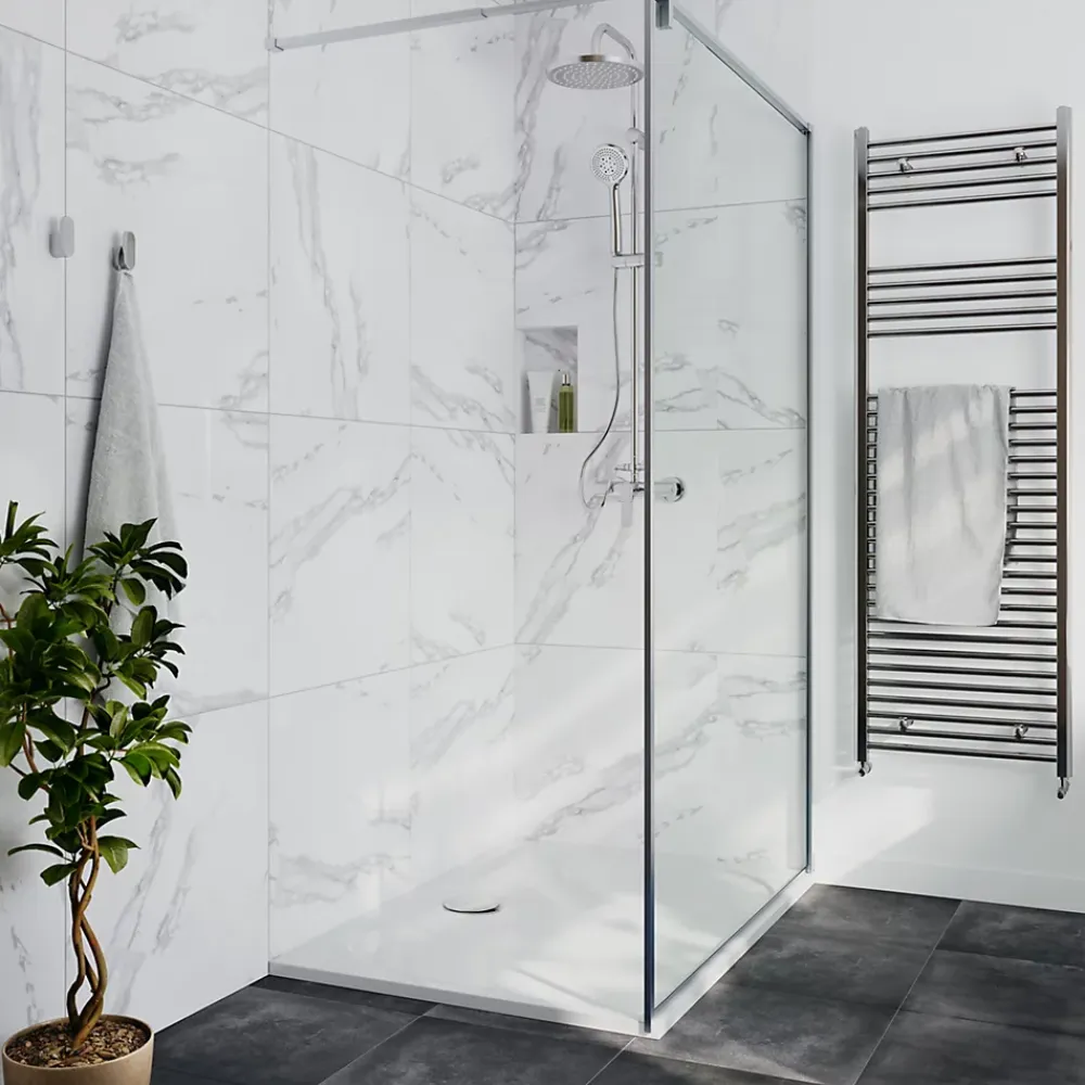 GoodHome Carrelage sol et mur intérieur en grés cérame émaillé effet marbre blanc poli L.60 x l.60 cm x ép.9 mm, Ultimate Marble- Carrelage Mural Effet Marbre|Carrelage Sol Effet Marbre