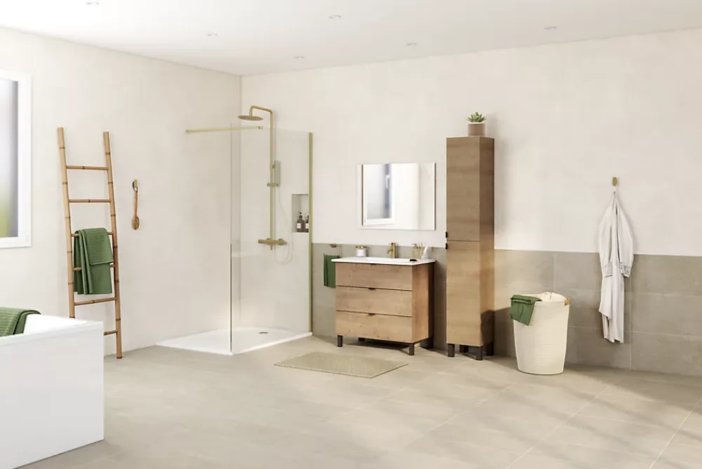 Carrelage Mural Pour Wc|Carrelage Mural Effet Béton<Carrelage sol et mur intérieur beige effet pierre L.60,4 x l.30 cm x ép.7,4 mm, Mitha