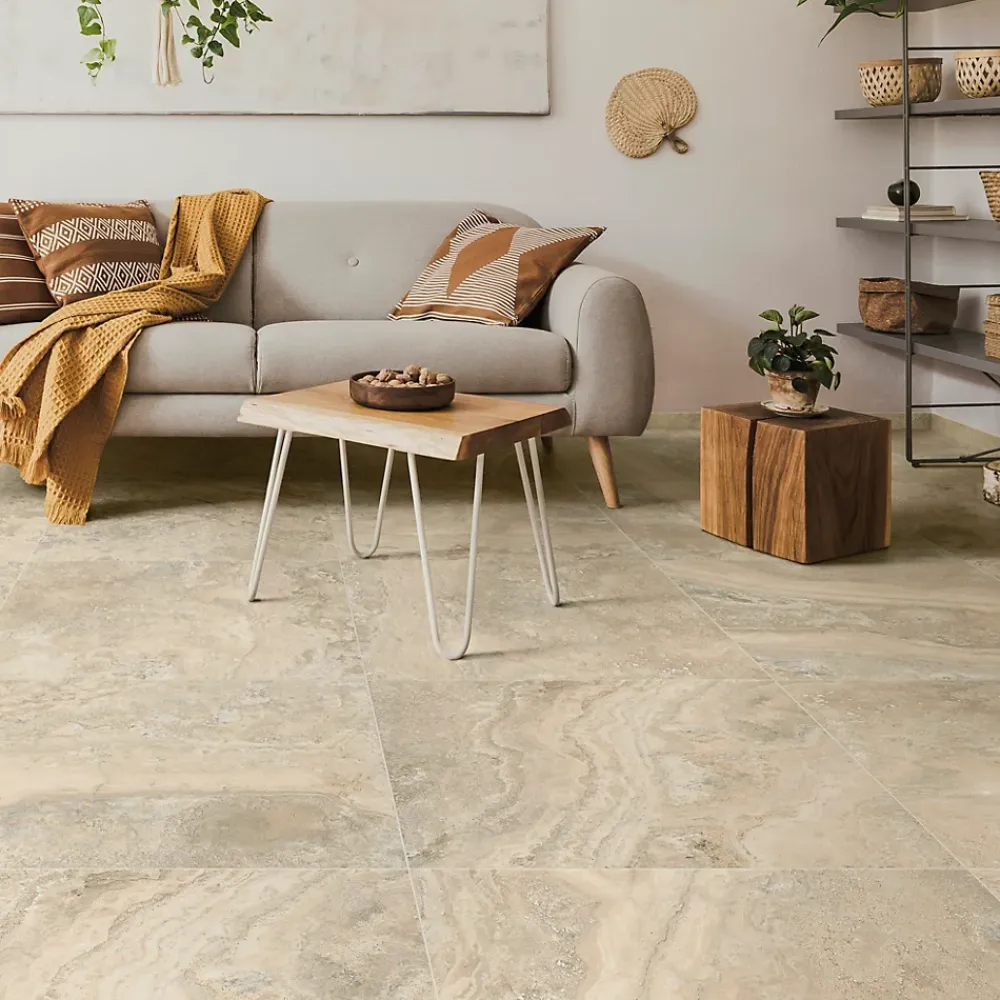 Carrelage sol et mur intérieur effet pierre beige L.60 x l.60 cm x ép.8 mm, Siena- Carrelage Mural Effet Pierre|Carrelage Mural Pour Douche