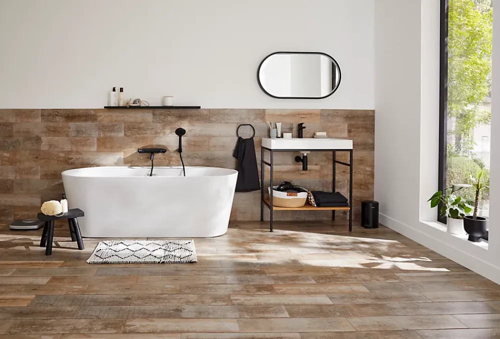Carrelage Mural Effet Bois|Carrelage Mural Pour Douche<Carrelage sol et mur intérieur effet bois naturel L.60 x l.15 cm x ép.8 mm, Julyo