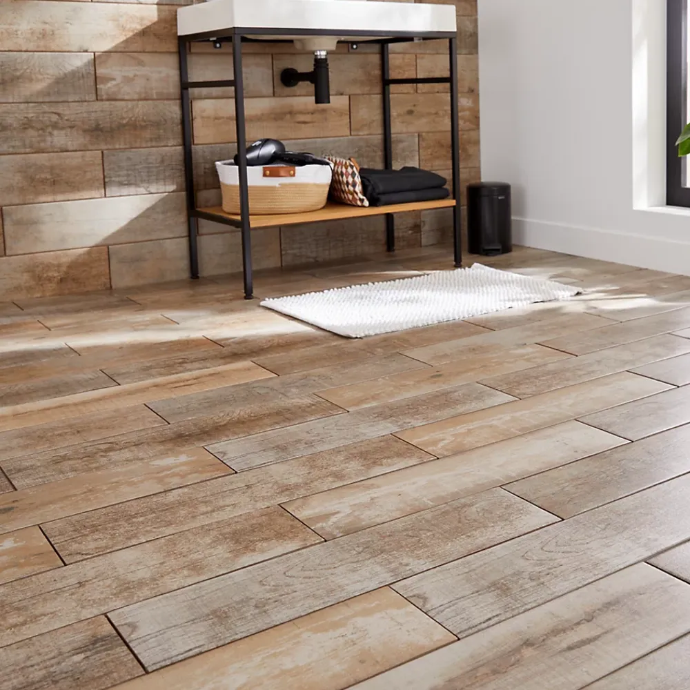 Carrelage Mural Effet Bois|Carrelage Mural Pour Douche<Carrelage sol et mur intérieur effet bois naturel L.60 x l.15 cm x ép.8 mm, Julyo
