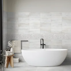 Gresmalt Carrelage Mural Effet Béton|Carrelage Mural Pour Douche<Carrelage sol et mur intérieur en grès cérame émaillé blanc mat L.60 x l.30 cm, Upper