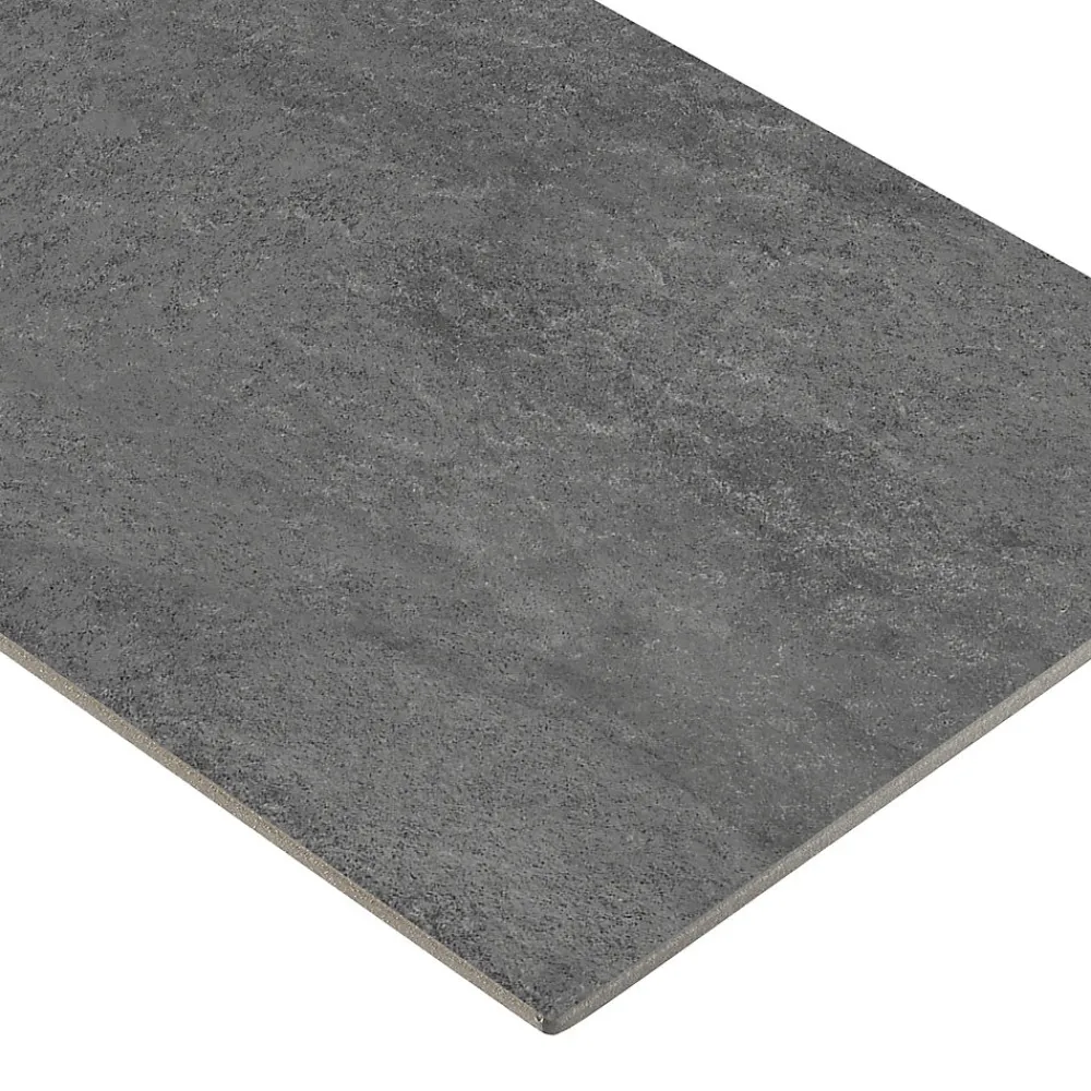 Carrelage sol et mur intérieur gris foncé effet pierre L.60,4 x l.30 cm x ép.7,4 mm, Mitha- Carrelage Mural Pour Wc|Carrelage Mural Effet Pierre