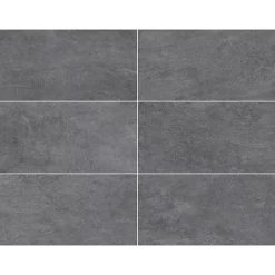 Carrelage sol et mur intérieur gris foncé effet pierre L.60,4 x l.30 cm x ép.7,4 mm, Mitha- Carrelage Mural Pour Wc|Carrelage Mural Effet Pierre