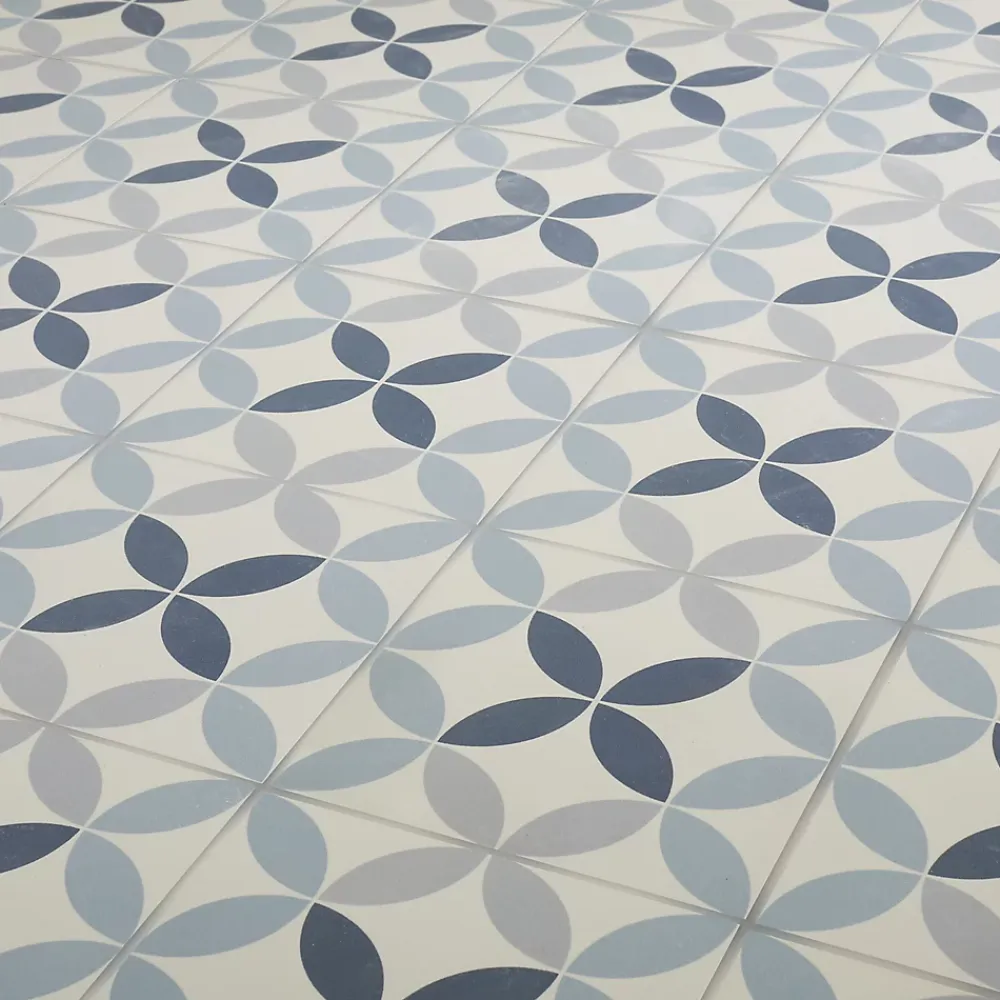 Colours Carrelage Mural Pour Wc|Carrelage Mural Effet Carreaux De Ciment<Carrelage sol et mur intérieur Hydrolic effet carreau de ciment décor cercle bleu L. 20 x l. 20 x Ep. 1 cm