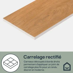 Carrelage sol et mur intérieur effet bois brut foncé L.120 x l.20 cm x ép.9 mm, Antic Rustic- Carrelage Sol Effet Bois|Carrelage Mural Effet Bois