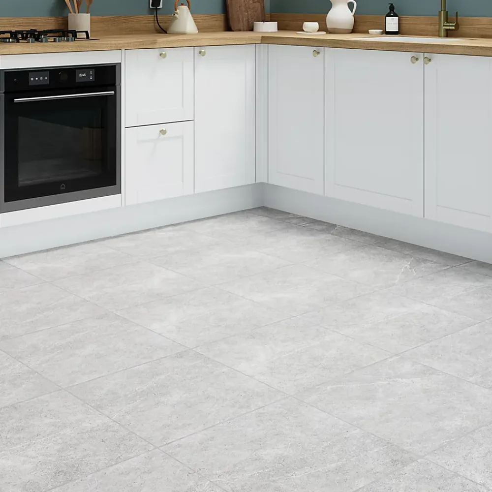Carrelage Mural Effet Béton|Carrelage Mural Pour Wc<Carrelage sol et mur intérieur gris clair effet pierre L.45 x l.45 cm x ép.9,1 mm, Limo
