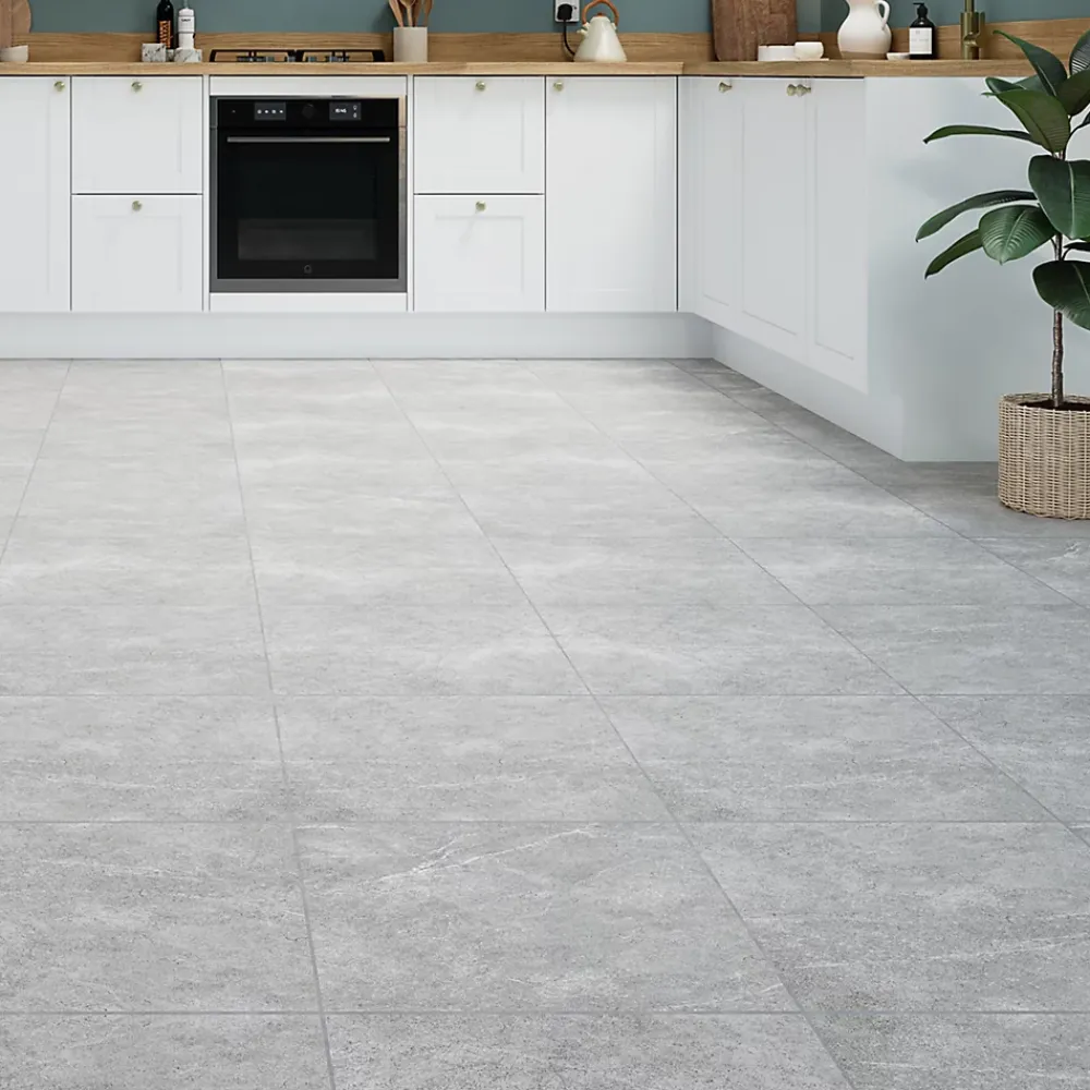 Carrelage Mural Effet Béton|Carrelage Mural Pour Wc<Carrelage sol et mur intérieur gris clair effet pierre L.45 x l.45 cm x ép.9,1 mm, Limo