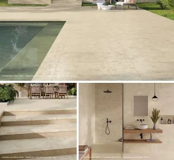 Cristacer Carrelage sol et mur intérieur / extérieur effet travertin antidérapant R11 Coral Stone l.60 X L.60 cm rectifié 1er choix- Carrelage Extérieur Et Terrasse