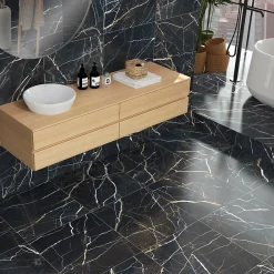 Baldocer Carrelage Mural Pour Pièce À Vivre|Carrelage Mural Effet Marbre<Carrelage sol et mur intérieur en grès cérame effet marbre noir et or L.60 x l.60 cm x ép.9 mm, Moonlight