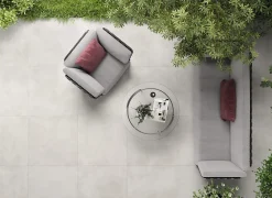 Cristacer Carrelage sol et mur intérieur / extérieur effet béton ciré antidérapant R11 Umbria Ivory .60 X L.60 cm rectifié 1er choix- Carrelage Extérieur Et Terrasse