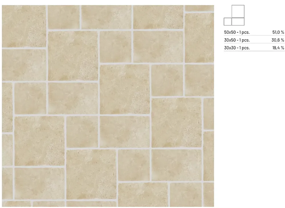 Carrelage Mural Pour Wc|Carrelage Mural Pour Salle De Bains<Carrelage sol et mur intérieur effet pierre ivoire mat L.50 x l.50 cm x ép.9 mm, Sunstone