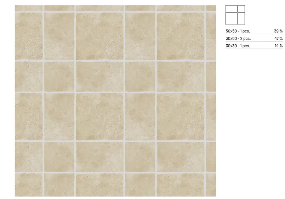 Carrelage Mural Pour Wc|Carrelage Mural Pour Salle De Bains<Carrelage sol et mur intérieur effet pierre ivoire mat L.50 x l.50 cm x ép.9 mm, Sunstone