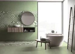 Carrelage Mural Effet Carreaux De Ciment|Carrelage Mural Pour Pièce À Vivre<Carrelage sol et mur intérieur effet carreaux de ciment tons vert menthe L.20 x l.20 cm x ép.7,4 mm, Glamour Mint Mix