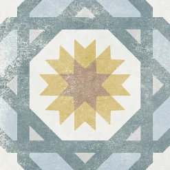 Carrelage Mural Effet Carreaux De Ciment|Carrelage Sol Effet Carreaux De Ciment<Carrelage sol et mur intérieur effet carreaux de ciment tons bleus et ocres L.20 x l.20 cm x ép.7,4 mm, Liberty bleu