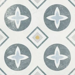 Carrelage Mural Effet Carreaux De Ciment|Carrelage Sol Effet Carreaux De Ciment<Carrelage sol et mur intérieur effet carreaux de ciment tons bleus et ocres L.20 x l.20 cm x ép.7,4 mm, Liberty bleu