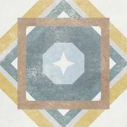Carrelage Mural Effet Carreaux De Ciment|Carrelage Sol Effet Carreaux De Ciment<Carrelage sol et mur intérieur effet carreaux de ciment tons bleus et ocres L.20 x l.20 cm x ép.7,4 mm, Liberty bleu