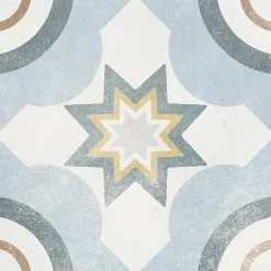 Carrelage Mural Effet Carreaux De Ciment|Carrelage Sol Effet Carreaux De Ciment<Carrelage sol et mur intérieur effet carreaux de ciment tons bleus et ocres L.20 x l.20 cm x ép.7,4 mm, Liberty bleu