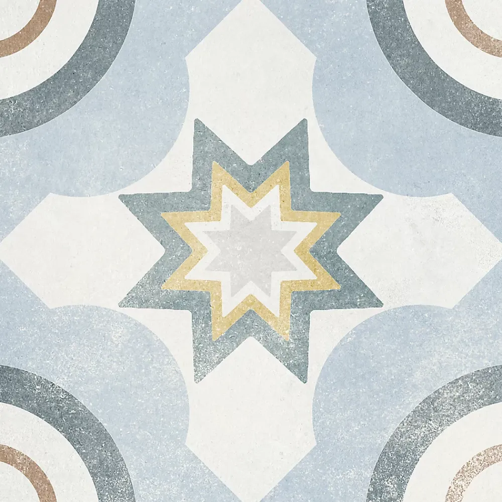 Carrelage Mural Effet Carreaux De Ciment|Carrelage Sol Effet Carreaux De Ciment<Carrelage sol et mur intérieur effet carreaux de ciment tons bleus et ocres L.20 x l.20 cm x ép.7,4 mm, Liberty bleu