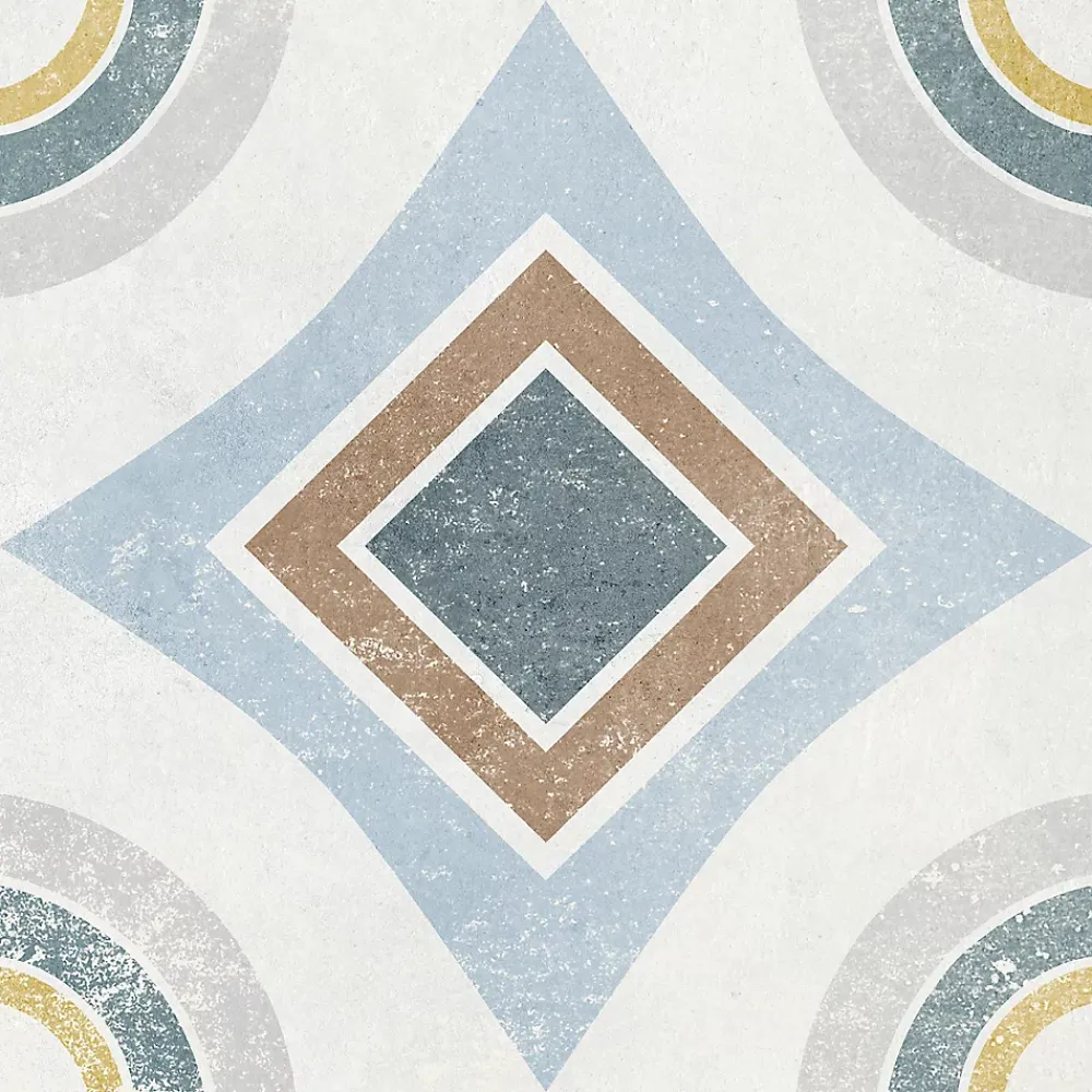 Carrelage Mural Effet Carreaux De Ciment|Carrelage Sol Effet Carreaux De Ciment<Carrelage sol et mur intérieur effet carreaux de ciment tons bleus et ocres L.20 x l.20 cm x ép.7,4 mm, Liberty bleu