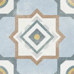 Carrelage Mural Effet Carreaux De Ciment|Carrelage Sol Effet Carreaux De Ciment<Carrelage sol et mur intérieur effet carreaux de ciment tons bleus et ocres L.20 x l.20 cm x ép.7,4 mm, Liberty bleu
