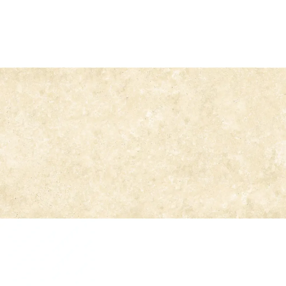 Carrelage sol et mur intérieur en grès cérame émaillé beige effet travertin mat L.119,8 x l.60 cm x ép.7,4 mm, Traverno- Carrelage Mural Effet Pierre|Carrelage Sol Effet Pierre