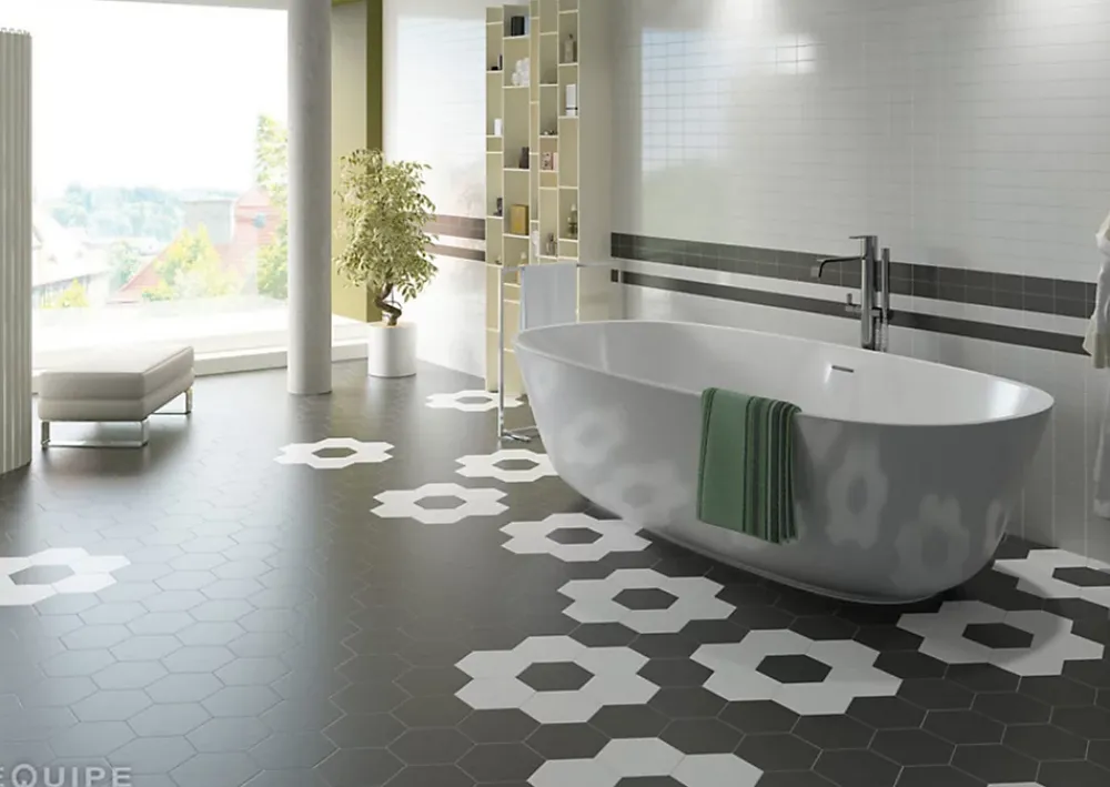 Equipe Ceramica Faïence Unie|Faïence Pour Douche<Carrelage sol et mur intérieur hexagonal uni blanc mat L.20 x l.17,5 cm x ép.8 mm, Hexa