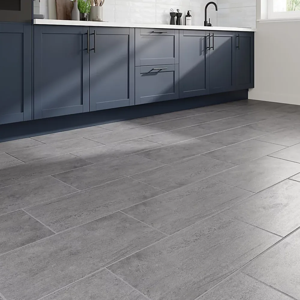 GoodHome Carrelage sol et mur intérieur gris effet pierre L.60 x l.30 cm x ép.9,5 mm, Oikos- Carrelage Mural Pour Wc|Carrelage Mural Pour Salle De Bains