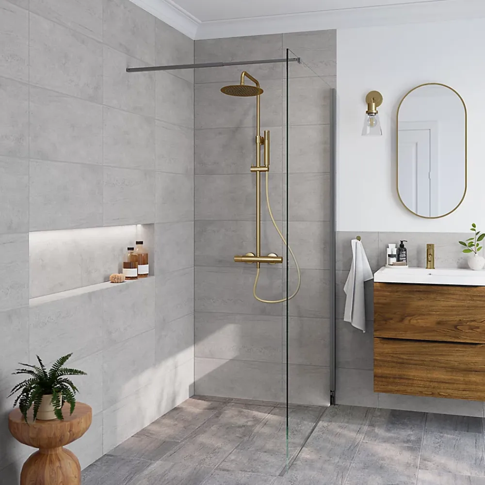 GoodHome Carrelage sol et mur intérieur gris effet pierre L.60 x l.30 cm x ép.9,5 mm, Oikos- Carrelage Mural Pour Wc|Carrelage Mural Pour Salle De Bains