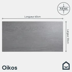 GoodHome Carrelage sol et mur intérieur gris effet pierre L.60 x l.30 cm x ép.9,5 mm, Oikos- Carrelage Mural Pour Wc|Carrelage Mural Pour Salle De Bains