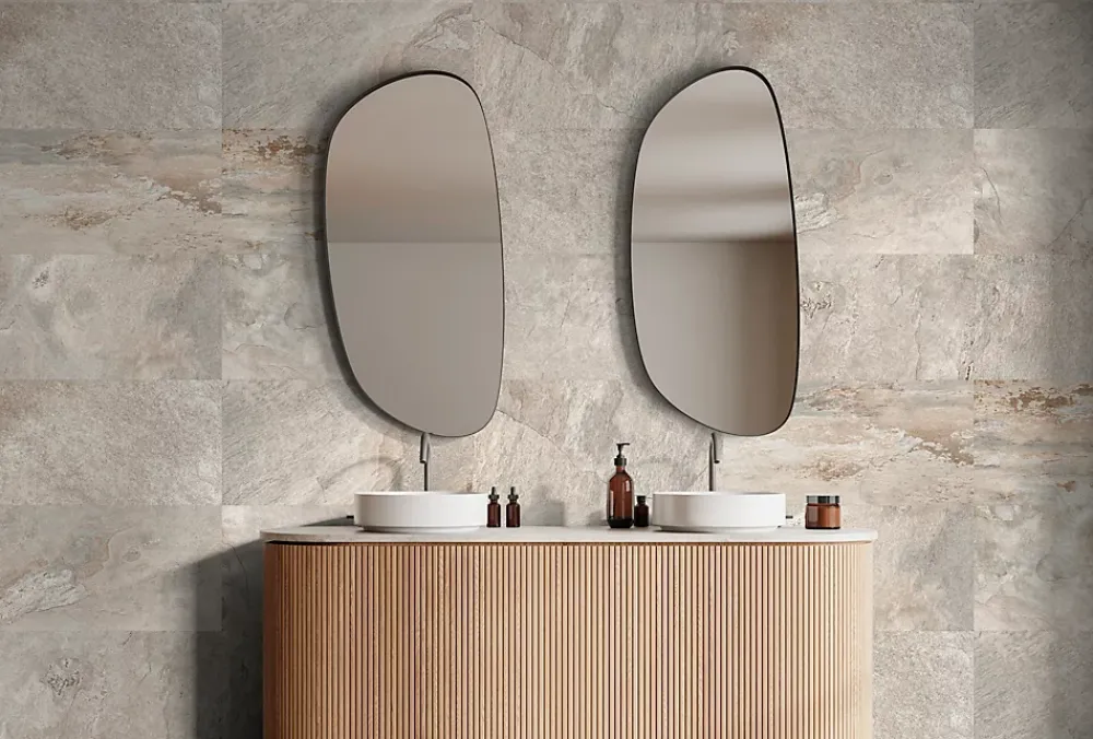 Carrelage sol et mur intérieur effet pierre beige mat L.60 x l.30 cm x ép.9 mm, Denali- Carrelage Mural Effet Pierre|Carrelage Sol Effet Pierre