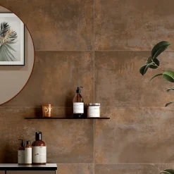Carrelage Mural Pour Wc|Carrelage Mural Effet Béton<Carrelage sol et mur intérieur en grès cérame émaillé effet béton marron cuivré satin L.61 x l.31 cm x ép.8 mm, Malt