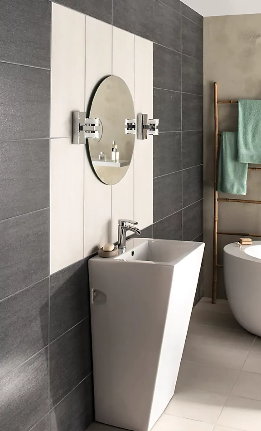 GoodHome Carrelage Mural Effet Pierre|Carrelage Mural Pour Douche<Carrelage sol et mur intérieur ivoire effet pierre L.60 x l.30 cm x ép.9,5 mm, Oikos