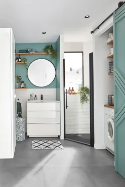 GoodHome Carrelage sol et mur intérieur gris mat effet béton L.61,6 x l.61,6 cm x ép.8,5 mm, Konkrete- Carrelage Mural Effet Béton|Carrelage Mural Pour Douche