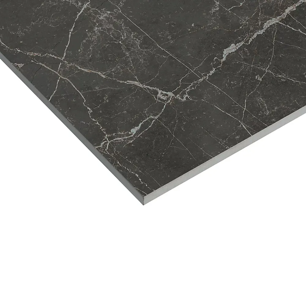 Carrelage sol et mur intérieur effet marbre noir mat L.61 x l.61 cm x ép.9 mm, Stone Marble- Carrelage Sol Effet Marbre