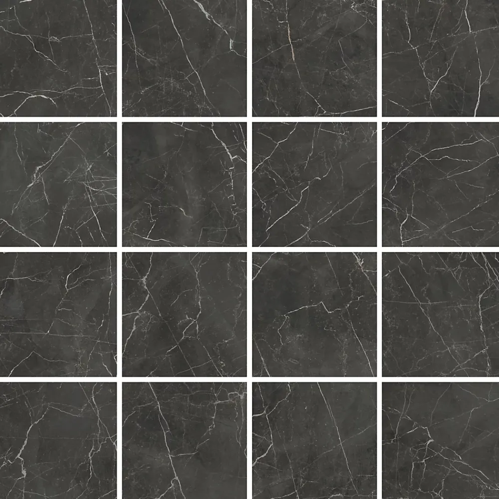 Carrelage sol et mur intérieur effet marbre noir mat L.61 x l.61 cm x ép.9 mm, Stone Marble- Carrelage Sol Effet Marbre