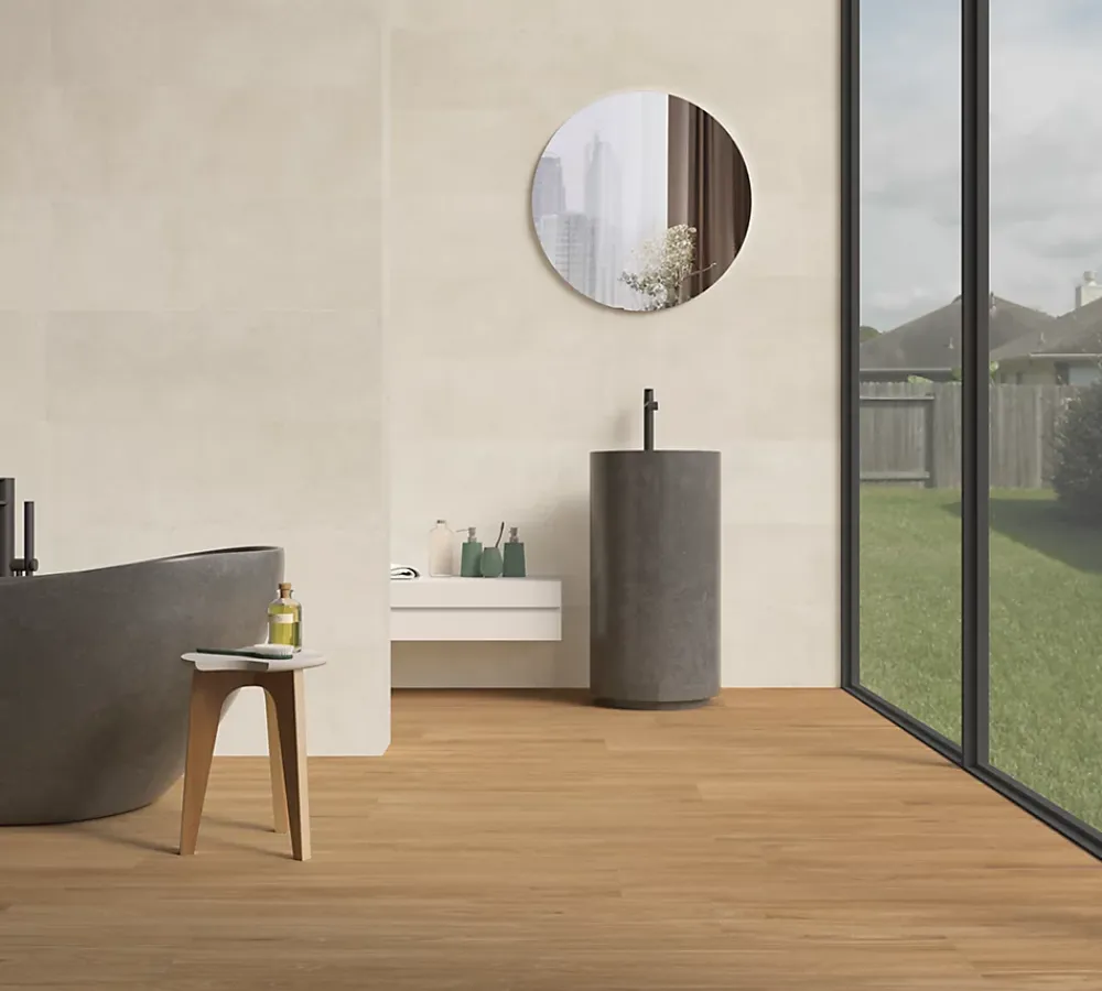 Ecoceramic Carrelage sol et mur intérieur intérieur en grès cérame émaillé effet bois brut mat L.120 x l.20 cm x ép.9 mm, Atelier- Carrelage Mural Effet Bois|Carrelage Mural Pour Douche