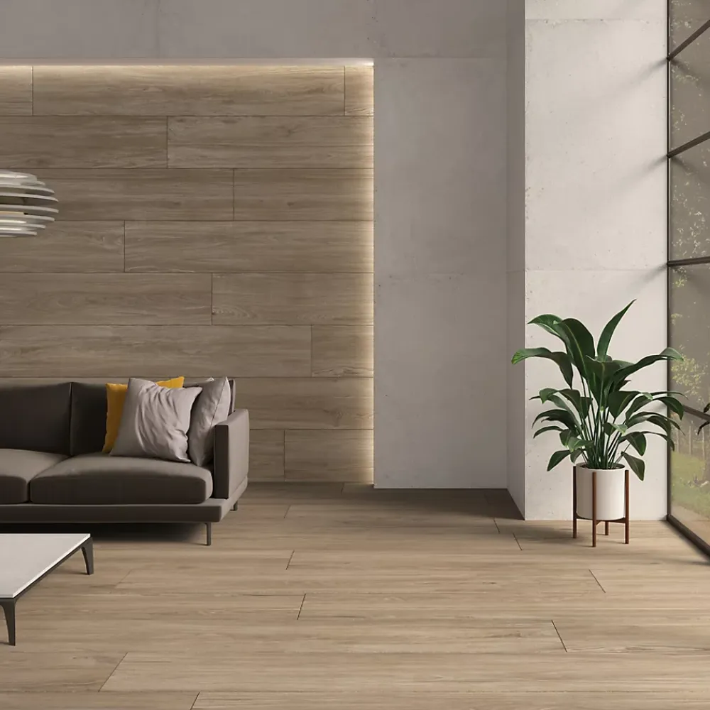 Ecoceramic Carrelage sol et mur intérieur intérieur en grès cérame émaillé effet bois brut mat L.120 x l.20 cm x ép.9 mm, Atelier- Carrelage Mural Effet Bois|Carrelage Mural Pour Douche