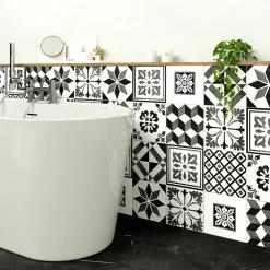 GoodHome Carrelage Mural Pour Douche|Carrelage Mural Pour Wc<Carrelage sol et mur intérieur effet carreau de ciment tons gris L.20 x l.20 cm x ép.8,2 mm, Konkrete