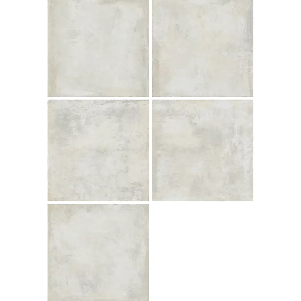 Carrelage Mural Effet Béton|Carrelage Sol Effet Béton<Carrelage sol et mur intérieur en grès cérame émaillé effet béton blanc satin L.60 x l.60 cm x ép.8 mm, Malt