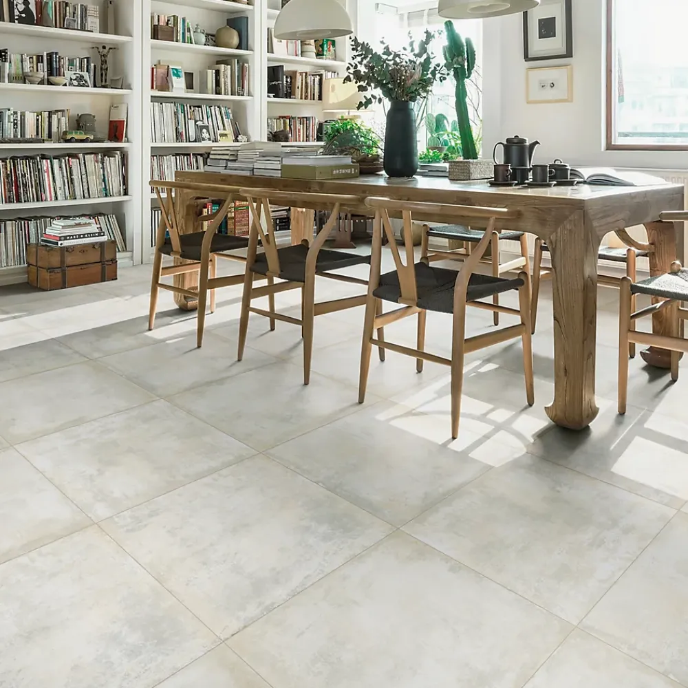 Carrelage Mural Effet Béton|Carrelage Sol Effet Béton<Carrelage sol et mur intérieur en grès cérame émaillé effet béton blanc satin L.60 x l.60 cm x ép.8 mm, Malt