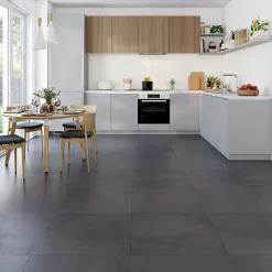 Carrelage Mural Effet Béton|Carrelage Sol Effet Béton<Carrelage sol et mur intérieur effet béton anthracite L.60 x l.60 cm x ép.10 mm, Newport