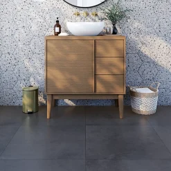 Carrelage Mural Effet Béton|Carrelage Sol Effet Béton<Carrelage sol et mur intérieur effet béton anthracite L.60 x l.60 cm x ép.10 mm, Newport
